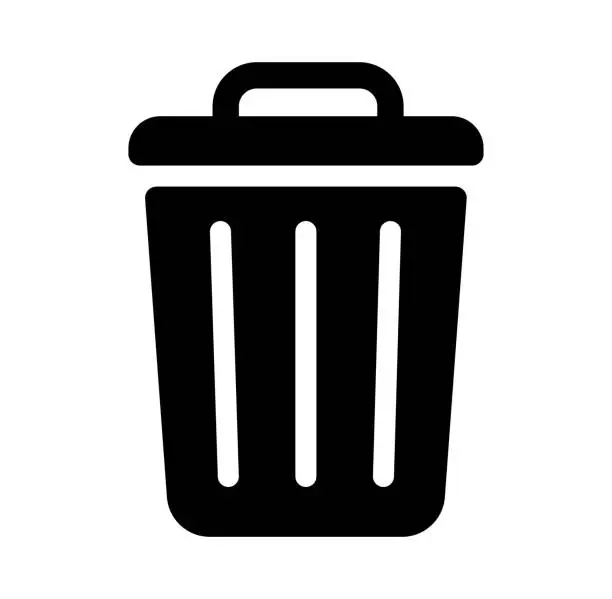 Vector illustration of trash can,garbage can,rubbish bin icon