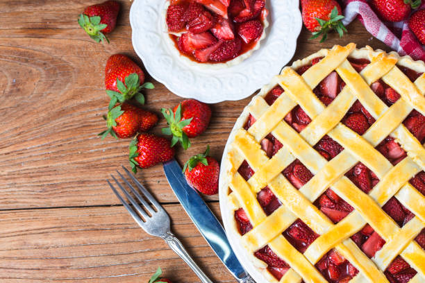 istock The strawberry pie in the wooden background 928428580