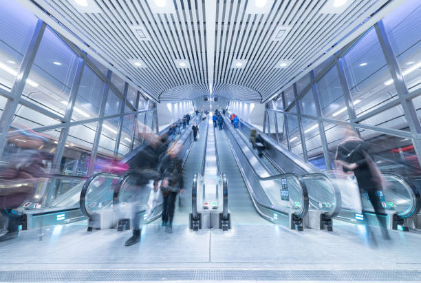 istock Train station platform escalators, Stockholm City 928433754