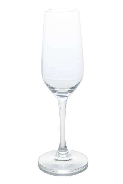 Empty champagne glass isolated on white background with clipping path