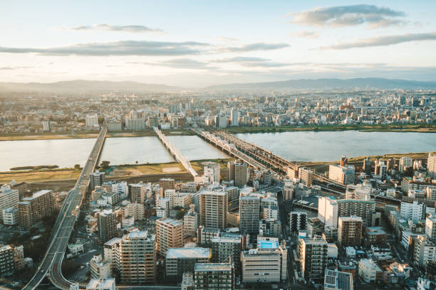 istock Aerial view of Osaka Skyline at dusk 928450182