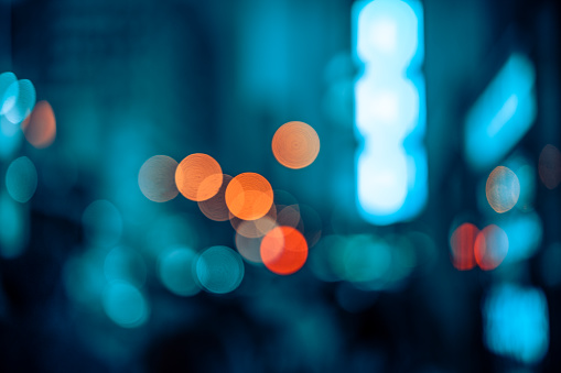 Bokeh light pattern in the city, defocused