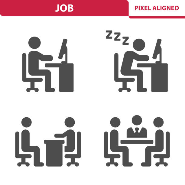 Job Icons Professional, pixel aligned icons depicting various jobs and career concepts. corporate office cubicle stock illustrations