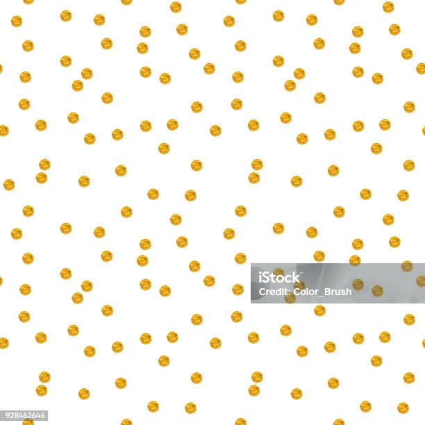 Watercolor Golden Polka Dot Seamless Pattern Stock Illustration - Download Image Now - Watercolor Painting, Watercolor Paints, Confetti