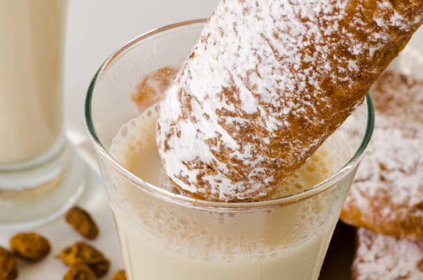 Tiger nut milk. Chufa horchata. stock photo