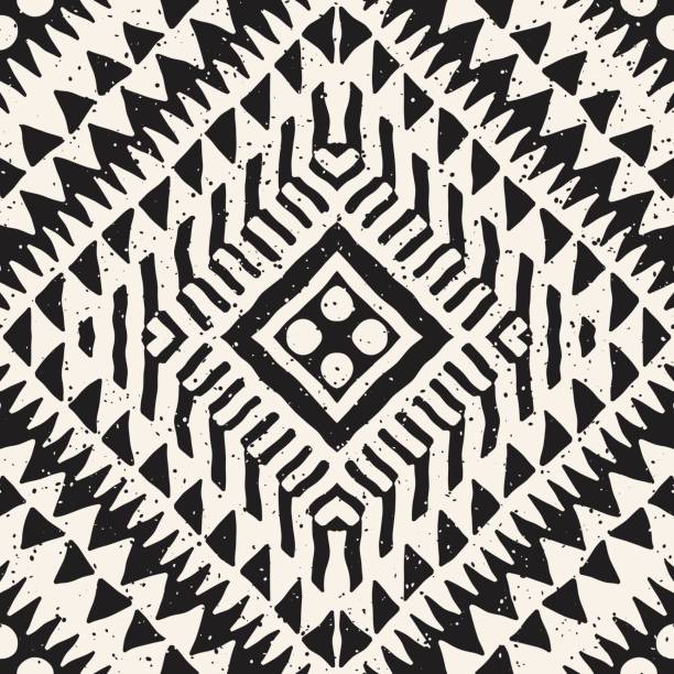 istock Seamless ethnic and tribal pattern. Hand drawn ornamental stripes. Black and white print for your textiles. Vector background. 928466660