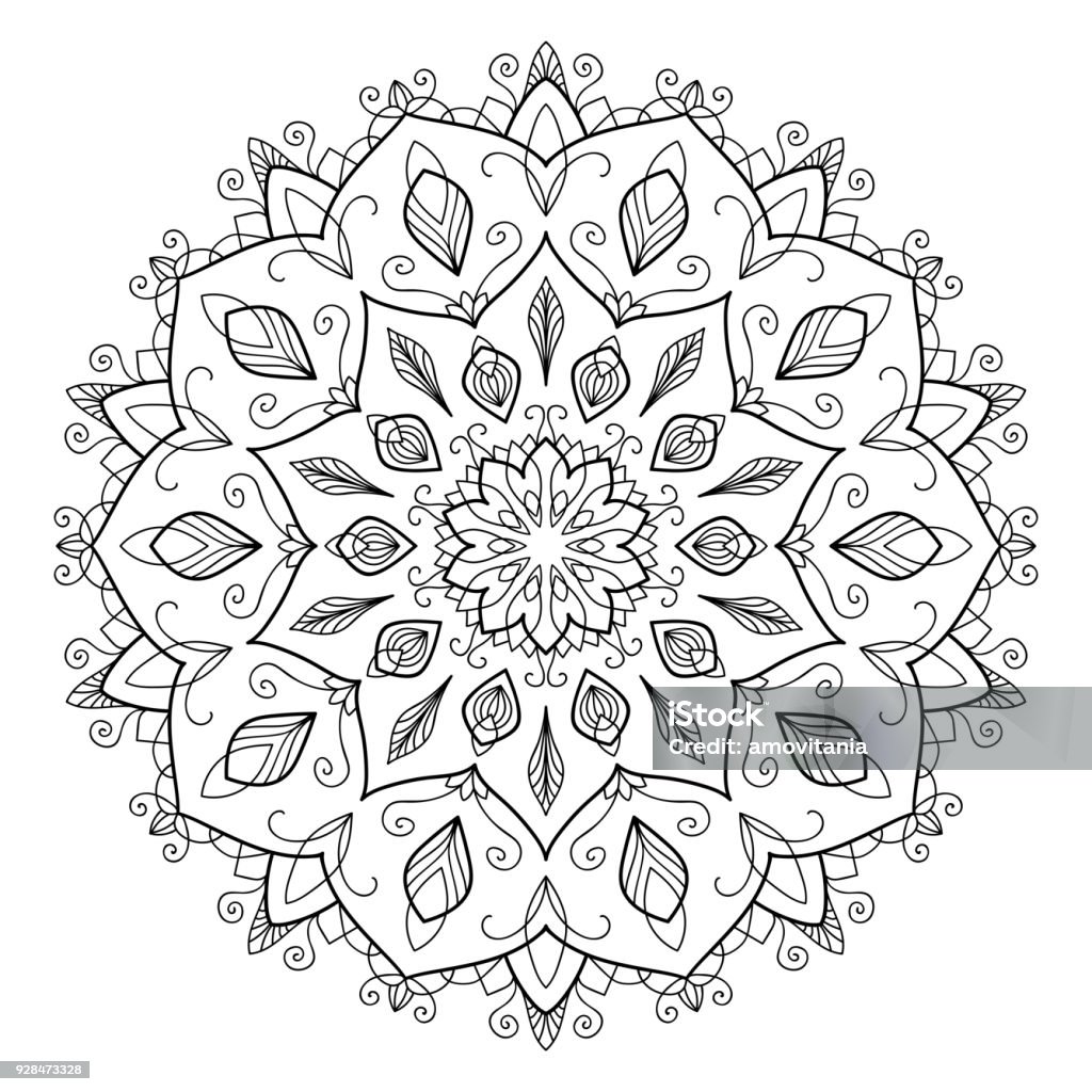 Mandala Vector Design Element Mandala Vector Design Element. Round ornament decoration. Line flower pattern. Stylized floral motif. Chakra symbol for meditation yoga . Complex flourish weave medallion. Tattoo print Mandala stock vector