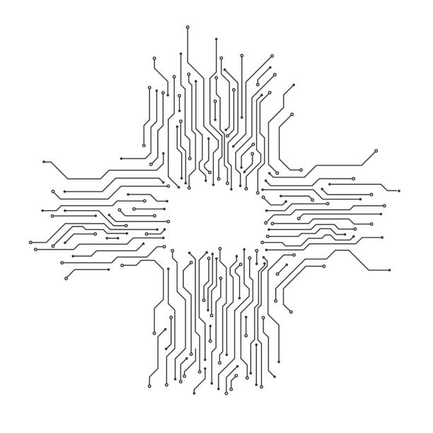 ilustrações, clipart, desenhos animados e ícones de design gráfico da placa de circuito fundo cartão linha fina. vector - circuit board abstract boarding technology