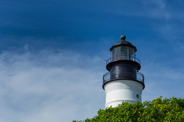 istock USA, Florida, Ancient lighthouse behind green leaves of a tree 928491090