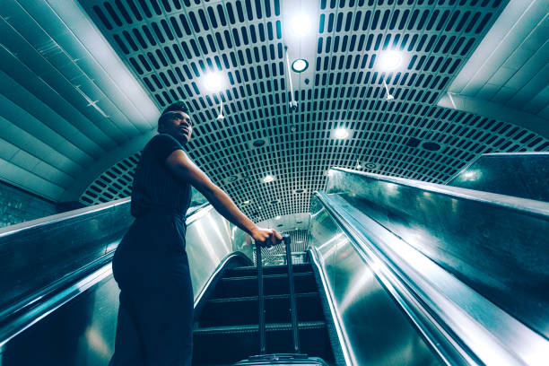 black businesswoman moving forward