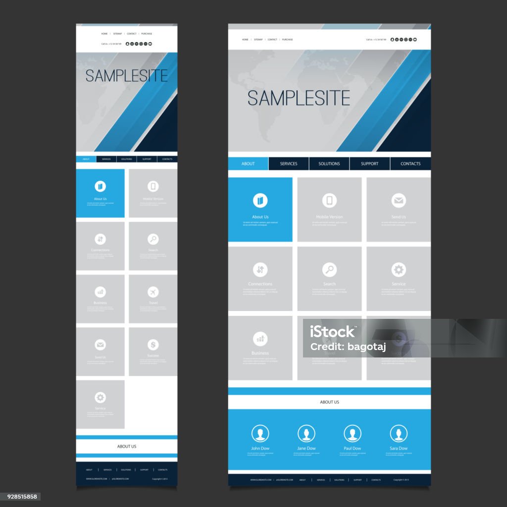 Design In Page Responsive One Page Website Template Stock Illustration - Download ...