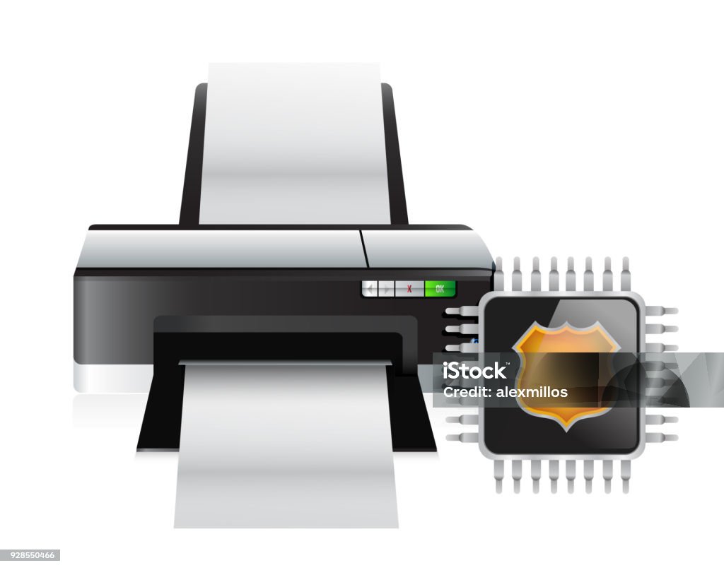 Memory Chip Printer Printer And Storage Chip Illustration Design Over A White Background ...