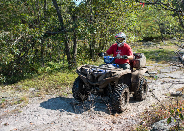 jovem, dirigindo o veículo todo - terreno no topo de montanhas rochosas no canadá - 4 wheel - fotografias e filmes do acervo