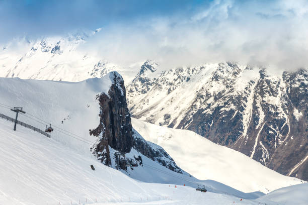 istock Ski track among the rocks. 928556680