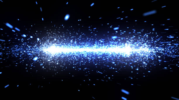 istock 3d illustration of blue sparks flying into the camera 928556984