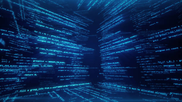 istock Virtual space with running code in the form of cubes 3d illustration 928557016