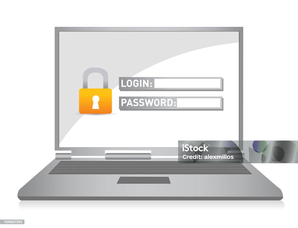 Lock Your Computer Vector Image Illustration Of Computer With Lock On White Background Stock ...