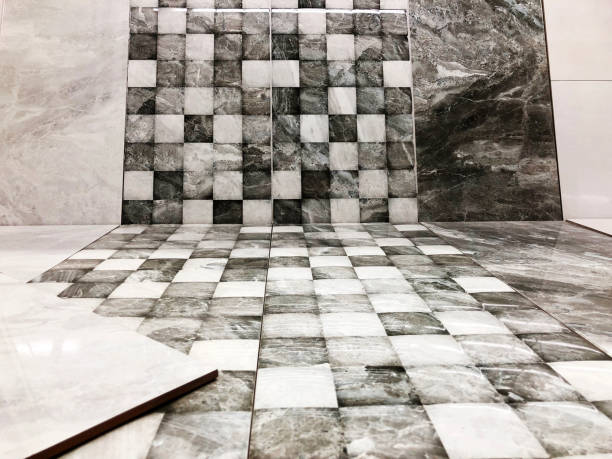 istock Small black and white decorative square tiles, bricks texture mosaic. 928568950