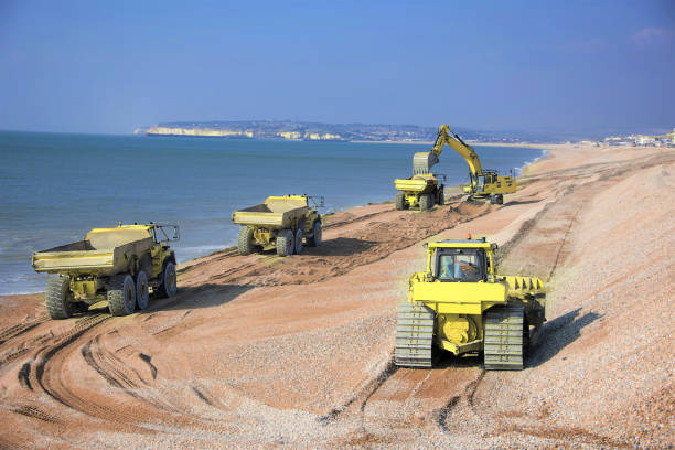 istock Heavy Plant - Construction - Construction Site - Sea Defence works 928569992