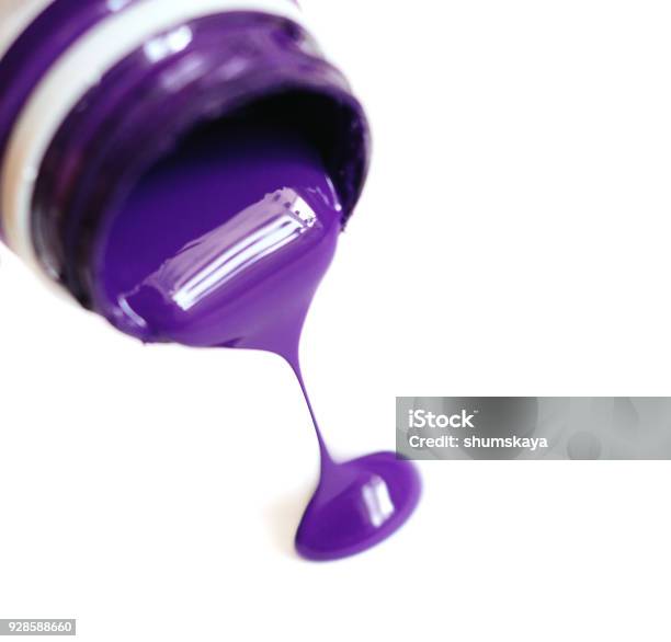 Bright Purple Acrylic Paint Extruded From The Tube On A White Background  Closeup Stock Photo - Download Image Now - iStock