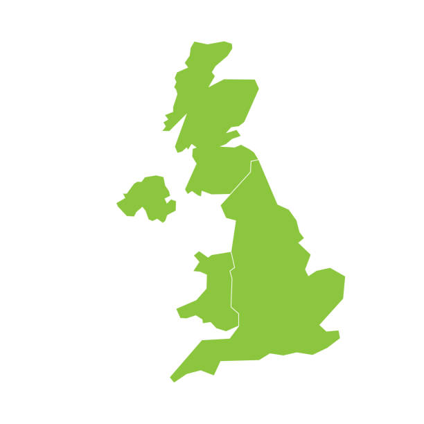 великобритания, великобритания, великобритания и северная ирландия карта. разделен на четыре страны - англию, уэльс, шотландию и ni. простая � - великобритания stock illustrations