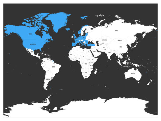 istock North Atlantic Treaty Organization, NATO, member countries highlighted by blue in world political map. 29 member states since June 2017 928591620