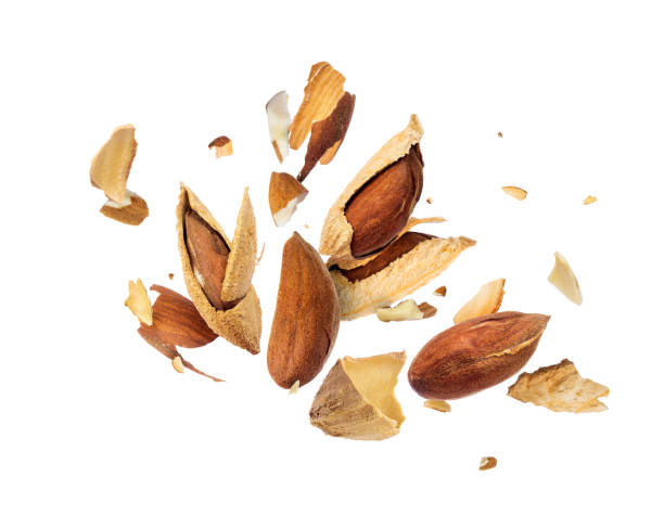 istock Almonds is torn to pieces isolated on white background 928594522