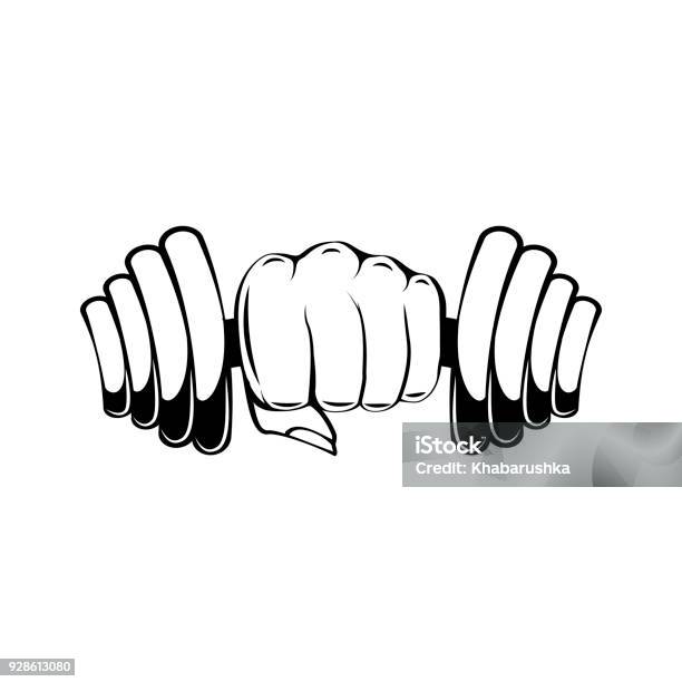 Hand With Dumbbell Dumbbell In Fist Vector Illustration Stock Illustration - Download Image Now