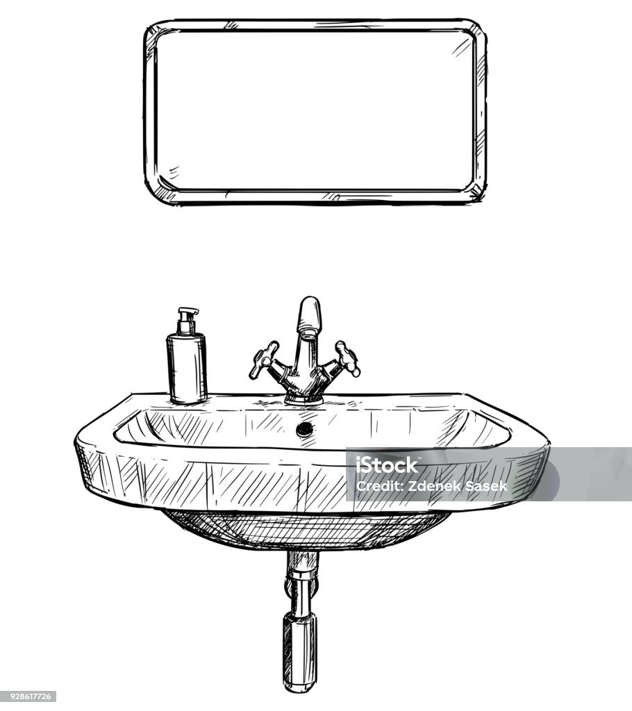 Armário De Banho E Bacia Hidrográfica Com Espelho Ilustração do Vetor -  Ilustração de cuidado, vazio: 175771845