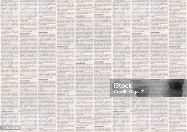 Old Newspaper Texture Background Stock Photo - Download Image Now - Newspaper, Textured, Paper