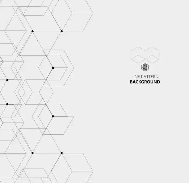 Vector illustration of hexagon line structure pattern background