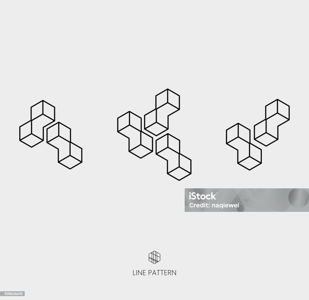 set of geometric line icon Logo stock vector