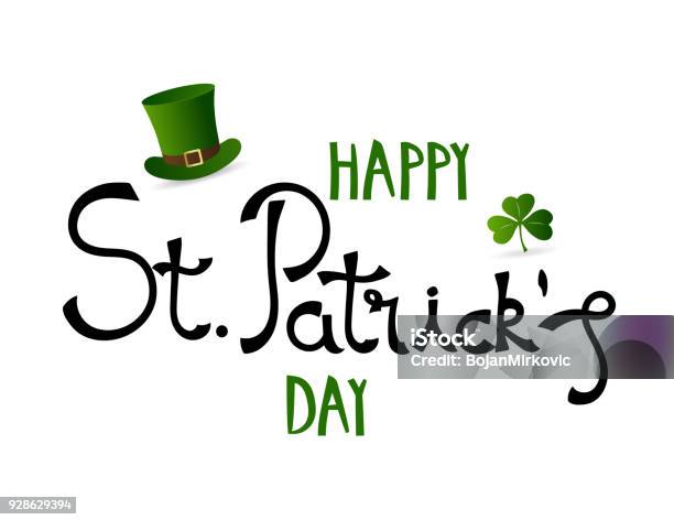 Happy St Patricks Day Hand Lettering Handwritten Text Vector Illustration Stock Illustration - Download Image Now