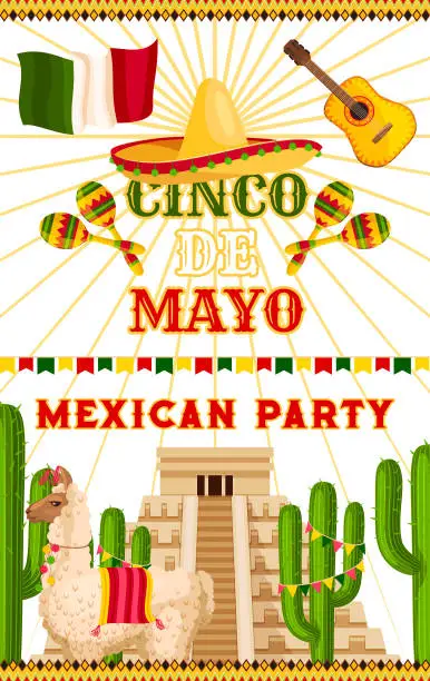 Vector illustration of Mexican party Cinco de Mayo vector party poster