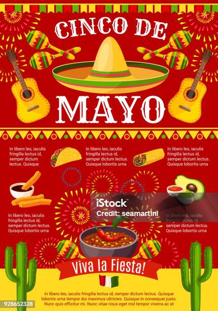 Mexican Cinco De Mayo Vector Holiday Party Poster Stock Illustration - Download Image Now - Backgrounds, Mexico, Cinco de Mayo