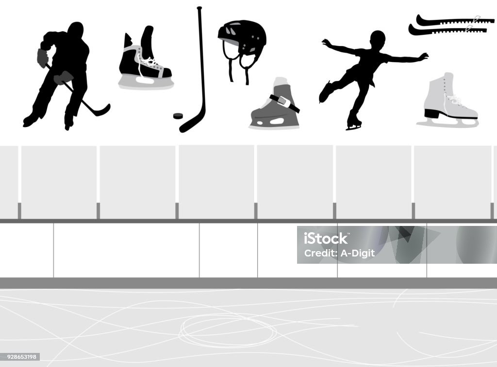 Ice Rink Elements Ice Skating elements Hockey Puck stock vector