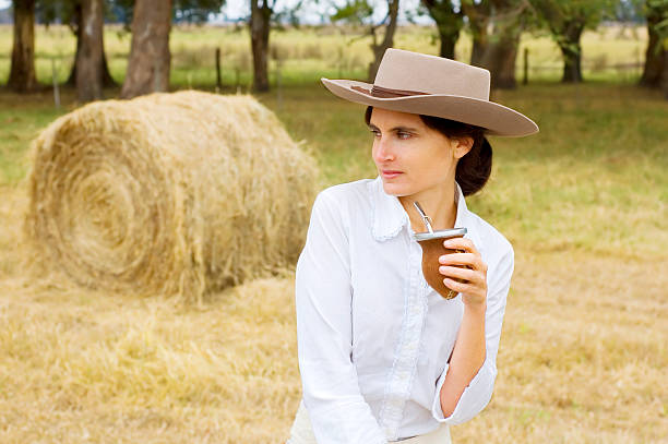 Farm Girl Relaxing stock photo