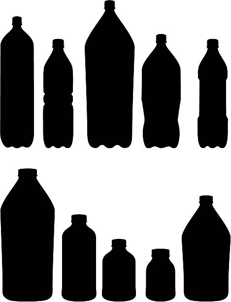 Invisible black bottle silhouette against a black background vector art illustration