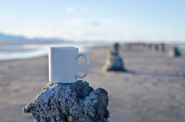 istock Side view of a blank white coffee mug on a post 928685584