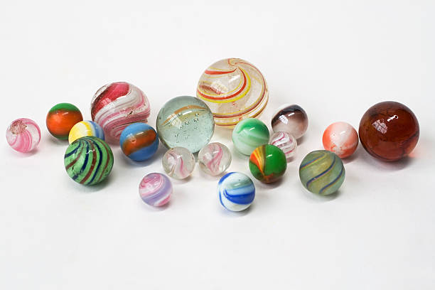 istock Vintage colorful glass marbles on white background. 92868808