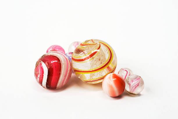 istock Vintage colorful glass marbles on white background. 92868812