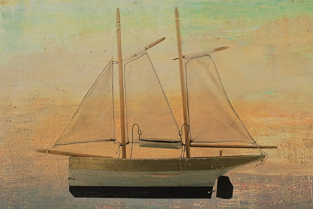 istock Wooden toy sailing boat. 92869119