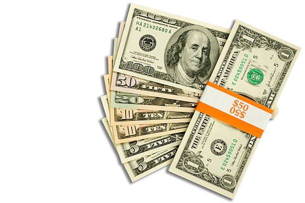 American dinero abrir en abanico con mazo de un dólar facturas - foto de stock