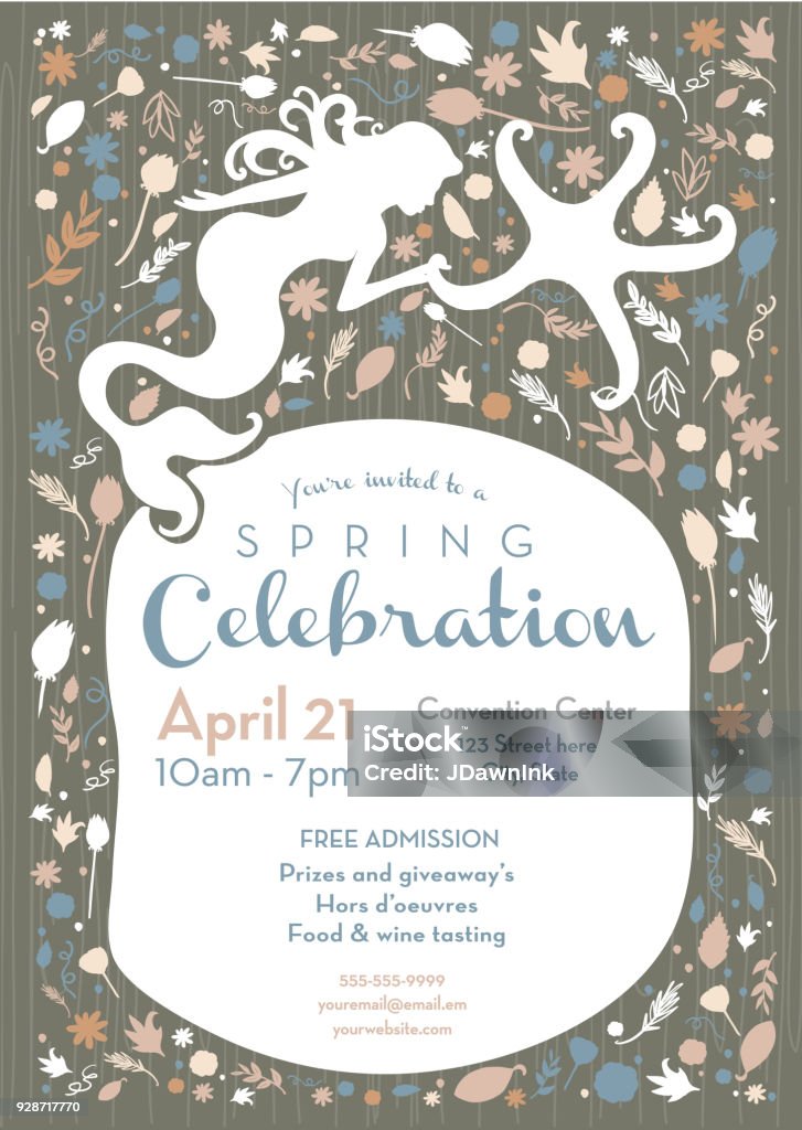 Invitation Inspring Spring Celebration Invitation Design Template With Mermaid And Starfish ...