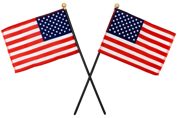 Two American Flags with selection path stock photo