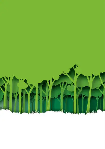 Vector illustration of Save eth earth and nature landscape concept paper art style design.
