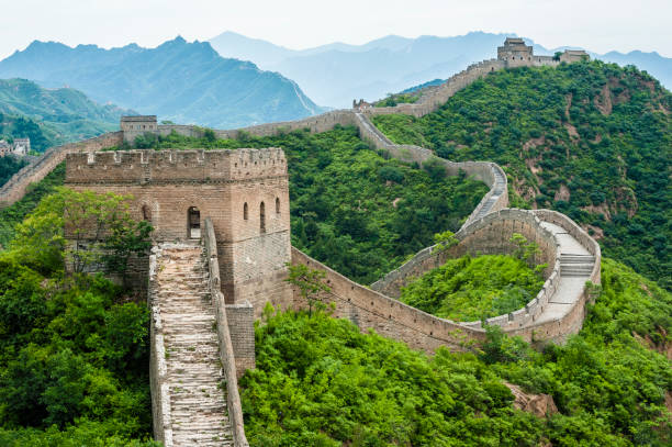 Jinshanling Great Wall, Hebei of China Jinshanling Great Wall, Hebei of China.It was built in Ming Dynasty in 1368, and continued construction and reconstruction in 1567. The total length of 10.5 km, because of its broad vision, watchtowers intensive, unique landscape, elegant architecture, military defense system, well preserved is famous in the world. jinshangling stock pictures, royalty-free photos & images