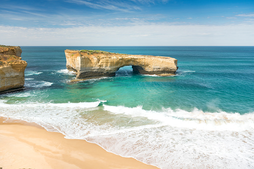 The famous London Bridge Arch, Great Ocean Road, Victoria, Australia. Nikon D810. Converted from RAW. London Arch Rock Formation.