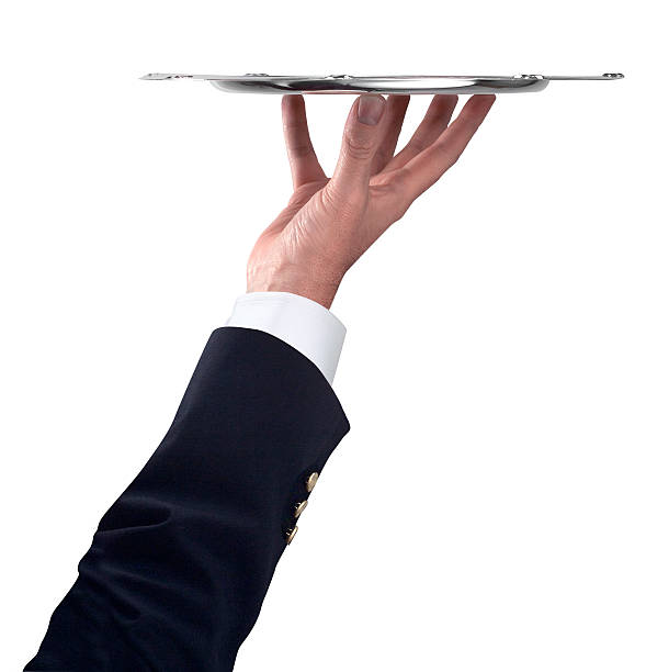 istock Arm holding up a fancy silver tray 92873007