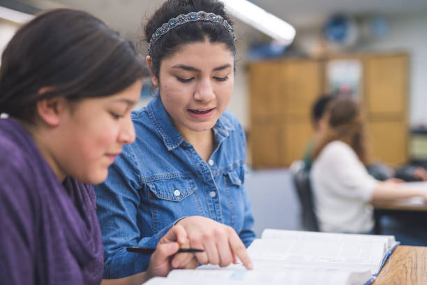 istock Two ethnic high school students study together at their desk 928741236